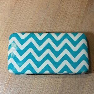 Source Unknown Blue and White Chevron Wallet